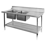 DSBD7-2400L/A Left Inlet Double Sink Dishwasher Bench