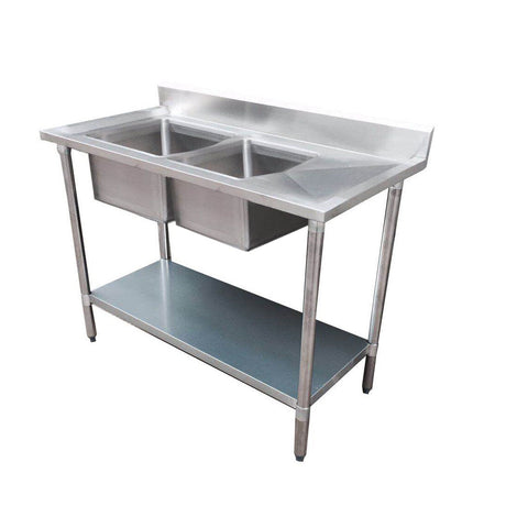 Economic 304 Grade SS Left Double Sink Bench 1800x700x900 with two 610x400x250 sinks 1800-7-DSBL