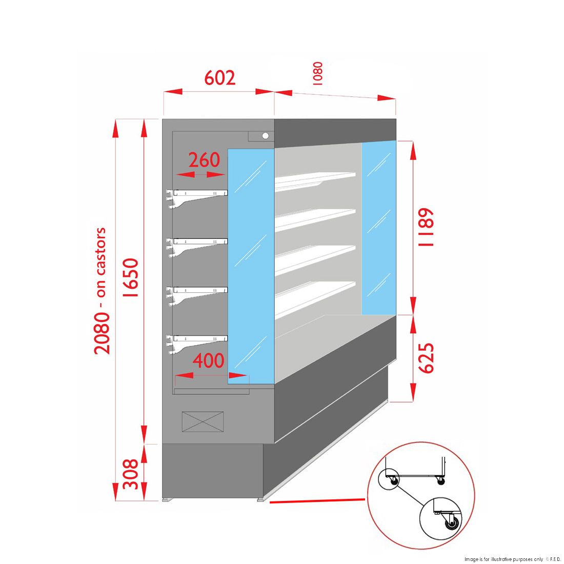 Open Chiller with 4 Shelves - TDVC80-CA-100