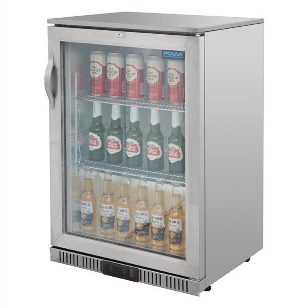 Polar G-Series Counter Back Bar Cooler with Hinged Door Stainless Steel 138Ltr GL007-A