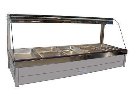 Roband Curved Glass Hot Food Display Bar, 10 pans double row C25