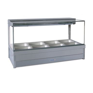 Roband Square Glass Hot Food Display Bar, 12 pans double row with roller doors