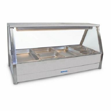 Roband Straight Glass Hot Food Display Bar, 8 pans double row