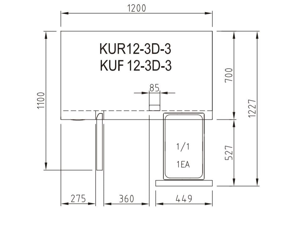 Turbo Air KUF12-3D-3 Drawer Under Counter Side Prep Table Freezer