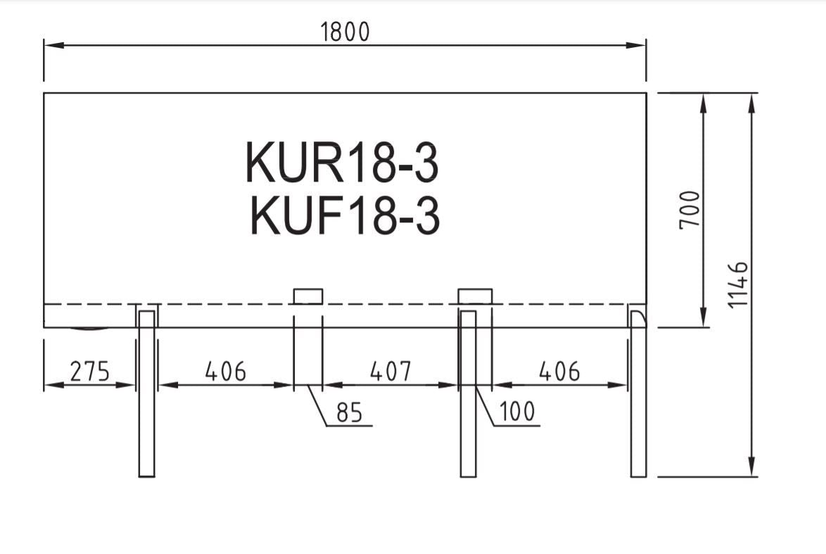 Turbo Air KUR18-3 Under Counter Side Prep Table Fridge