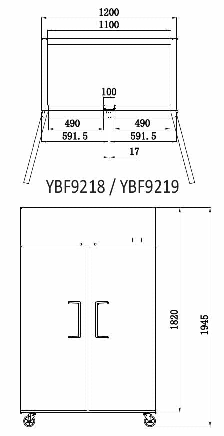 YBF9218 Double Door 900L Upright Fridge