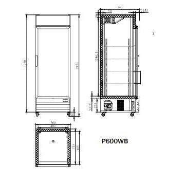 Atosa Single Glass Door Mounted Fridge 700mm P600WB