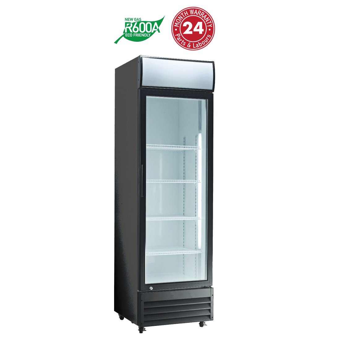 Black Exquisite DC400PB One Glass Door Upright Display Refrigerator