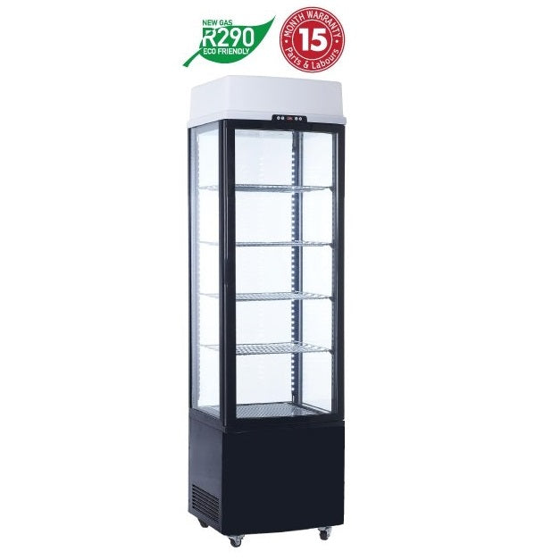 Exquisite CTD235-Black Four Sided Glass Upright Display Fridge