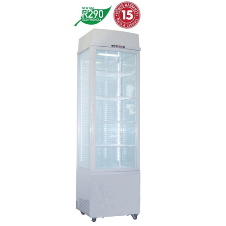 Exquisite CTD235-Black Four Sided Glass Upright Display Fridge