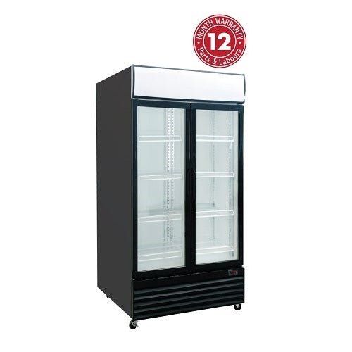 Exquisite DC1000PB Two Glass Doors Upright Display Refrigerator