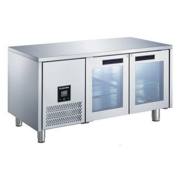 Glacian BCG61420 Slimline 660mm Deep 2 Door Glass Underbench Fridge