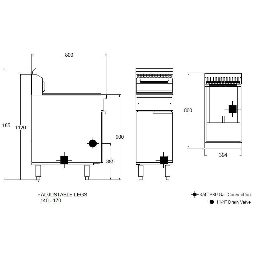 Goldstein V-PAN 20L High Performance Gas Fryer VFG1L