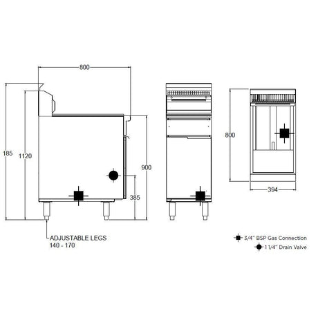 Goldstein V-PAN 20L High Performance Gas Fryer VFG1L