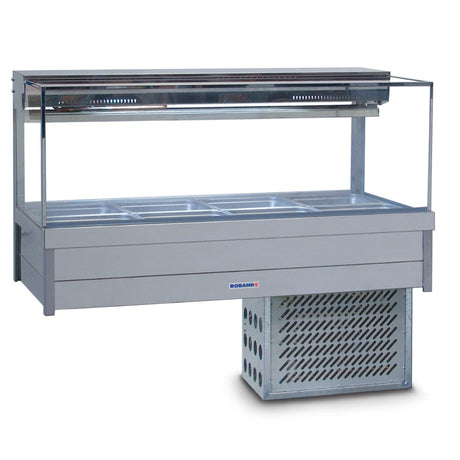 Roband SRX24RD Square Glass Refrigerated Display Bar, 8 pans