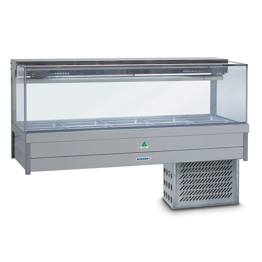 Roband SRX25RD Square Glass Refrigerated Display Bar, 10 pans