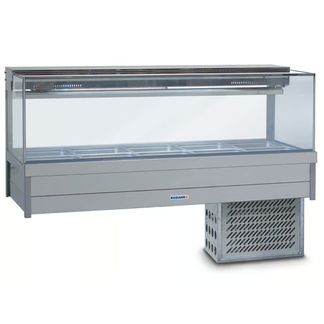 Roband SRX26RD Square Glass Refrigerated Display Bar, 12 pans