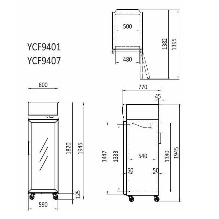 Top Mounted Single Door Glass Freezer