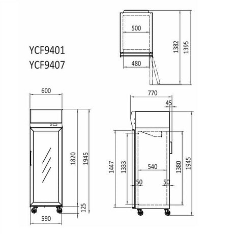 Top Mounted Single Door Glass Freezer