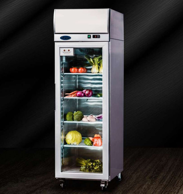 Top Mounted Single Door Glass Fridge