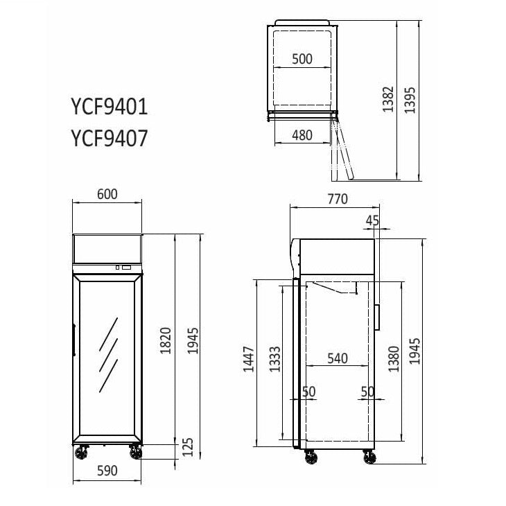 Top Mounted Single Door Glass Fridge