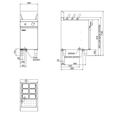 Waldorf 800 Series PCL8140G - 450mm Gas Pasta Cooker