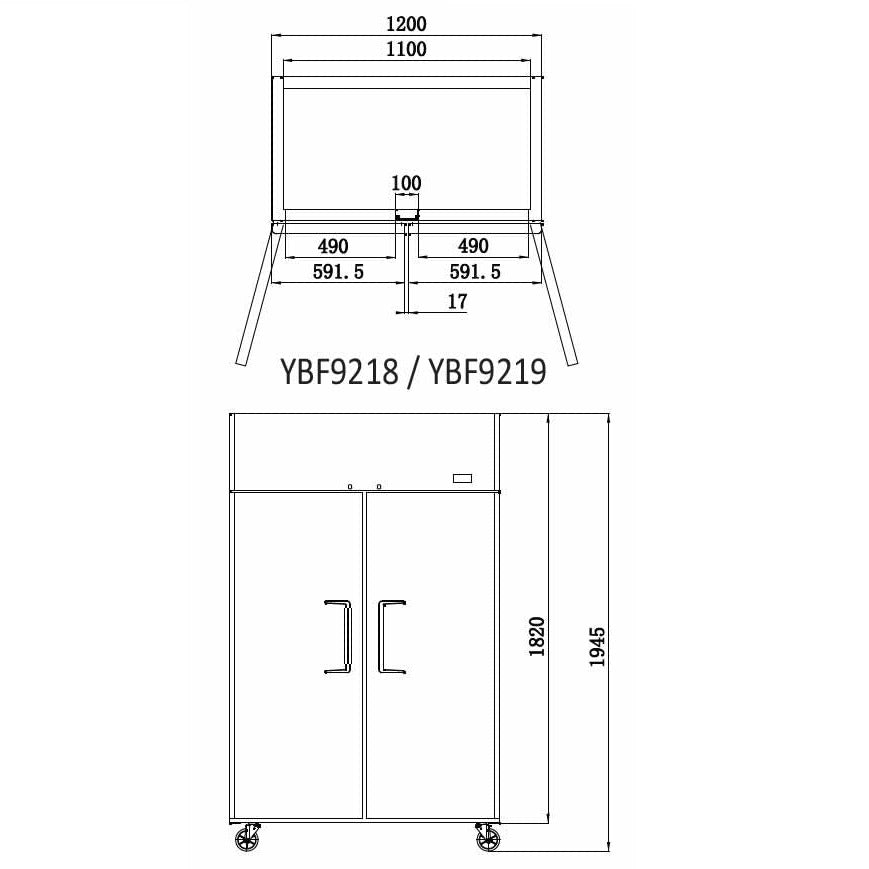 YBF9218 Double Door 900L Upright Fridge