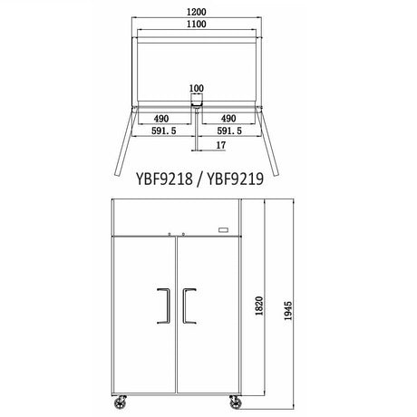 YBF9219 Double Door 900L Upright Freezer