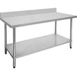 2400-6-WBB Economic 304 Grade Stainless Steel Table with splashback 2400x600x900 - 6 legs