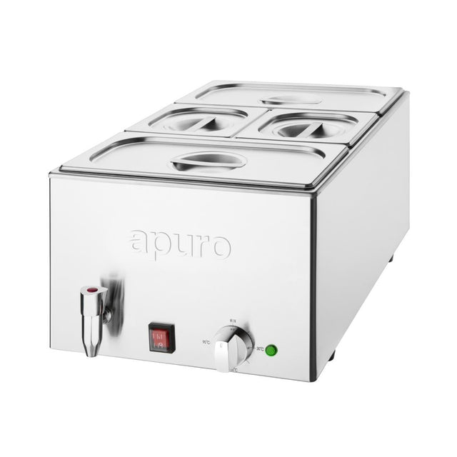 Apuro FT692-A Bain Marie with Tap & Pans 2x GN 1/3 2x GN 1/6