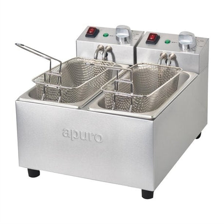 Apuro Twin Tank Twin Basket Countertop Fryer 2x 3Ltr DB203-A