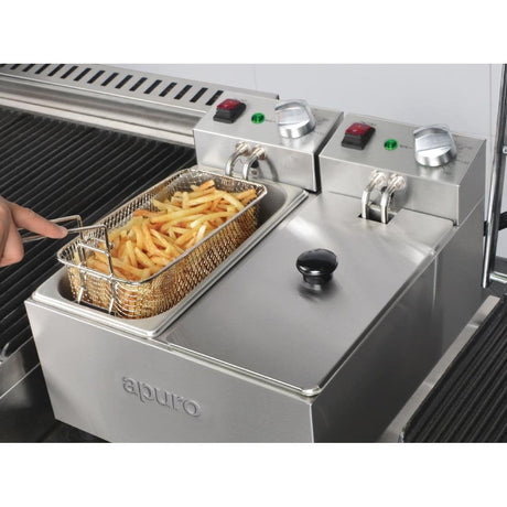 Apuro Twin Tank Twin Basket Countertop Fryer 2x 3Ltr DB203-A