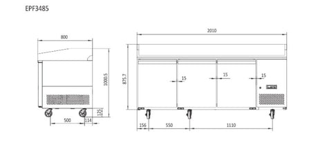 Atosa 3 Door Pizza Table Fridge 2010mm EPF3485