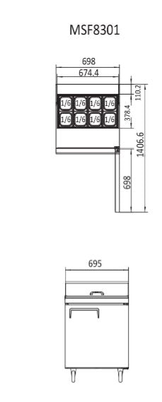 Atosa MSF8301 1 Door Sandwich Prep Table Fridge 698mm
