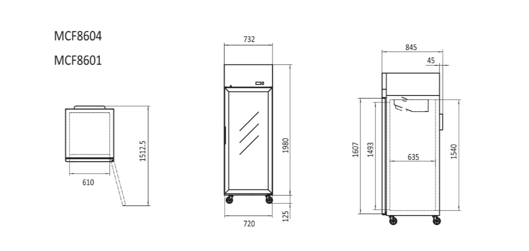 Atosa Top Mounted 1 Door Freezer Showcase 730mm MCF8601 MBF8001