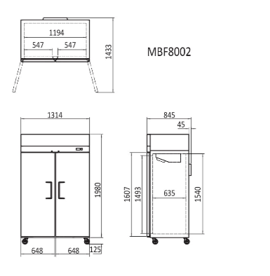 Atosa Top Mounted 2 Door Freezer 1314mm MBF8002