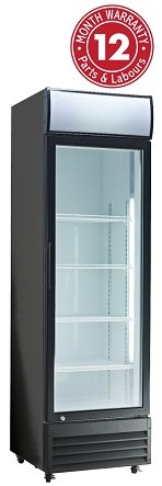 Black Exquisite DC400PB One Glass Door Upright Display Refrigerator