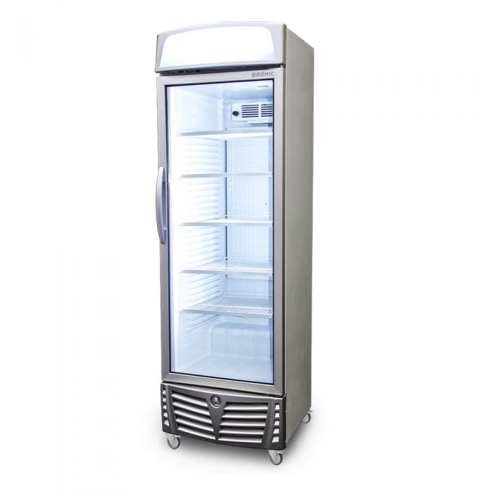 Bromic GM0400LC Upright Display Fridge with Lightbox Curved Glass Door 380L