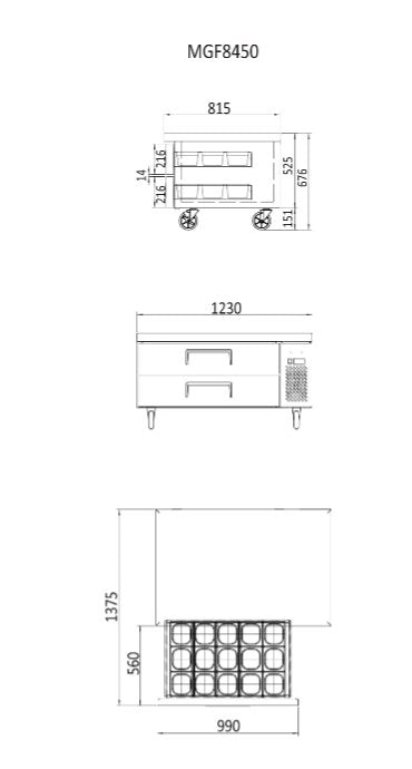 Chef Base 2 Drawers 1230 Mm Fridge