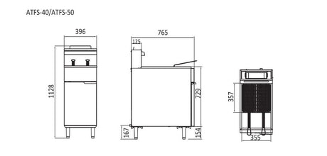 Cookrite 3 Tubes Gas Deep Fryer W395 X D765 X H1128 ATFS-40-LPG