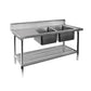 Double Right Sink Bench with Pot Undershelf DSB7-2100R/A