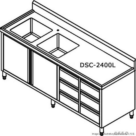 DSC-2400L-H KITCHEN TIDY CABINET WITH DOUBLE LEFT SINKS