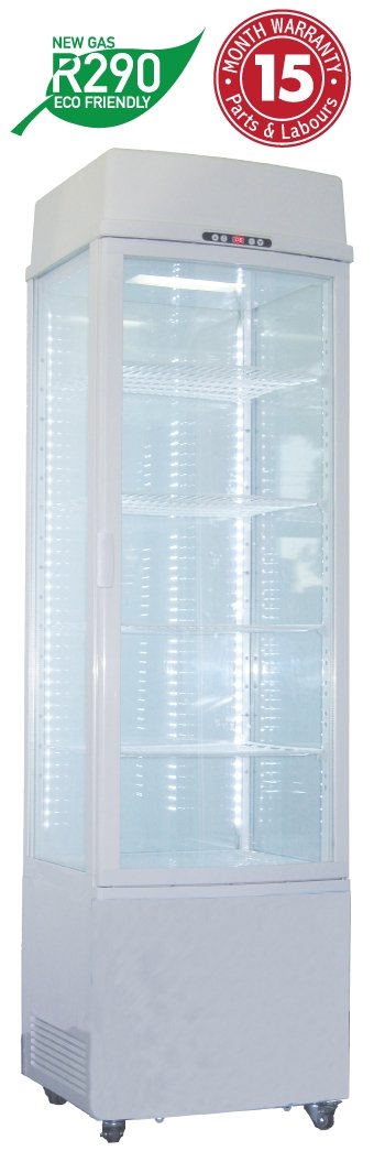 Exquisite CTD235-Black Four Sided Glass Upright Display Fridge