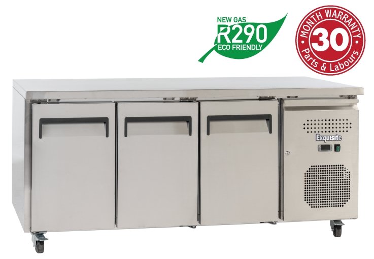 Exquisite SSC400H Three Solid Doors Underbench Fridge Slimline