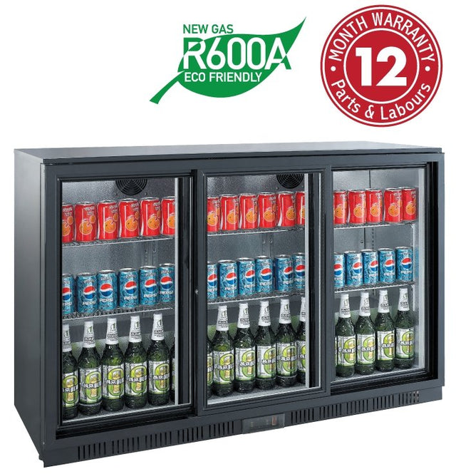 Exquisite UBC330S Three Swing Doors Backbar Display Fridge