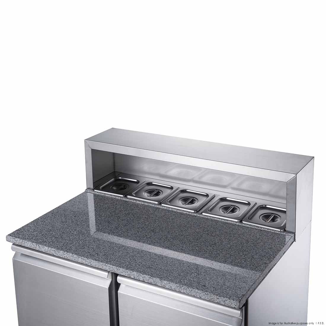 FED-X Two Door Salad Prep Fridge with Marble Top - XGNS900E