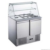 FED-X Two Door Salad Prep Fridge with Square Glass Top - XS900GC