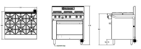 Goldstein 6 Burner stove top with Static Oven PF628