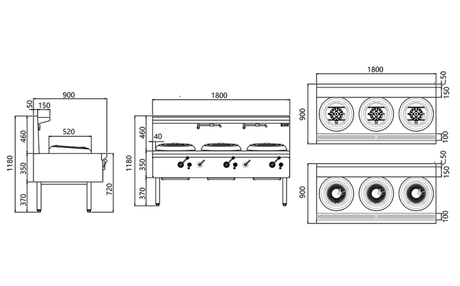 JASPER 3CB-N Triple Wok Range(chimney burner) NG