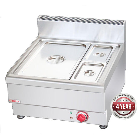 JUS-TY-2 Dry Bain Marie With 1 x 1/1 pan + 2 x ¼ GN Pan & Lid